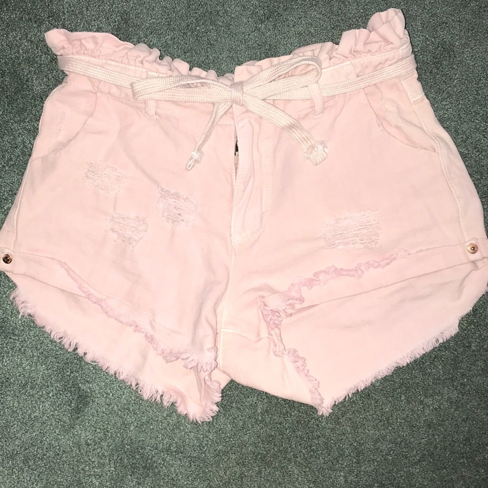 Light pink jean shorts